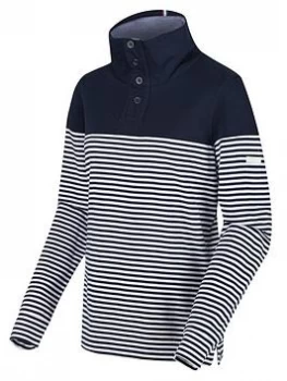 Image of Regatta Camiola Quarter Button Fleece - Navy Stripe, Navy Stripe, Size 12, Women