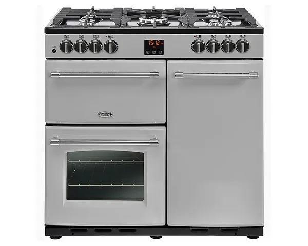 image of Belling 444444122 Farmhouse 90DFT 90cm Dual Fuel Range Cooker - Silver 444444122 Silver