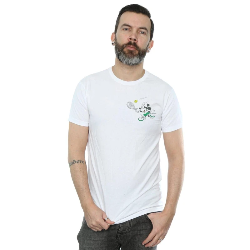 Image of Disney Men Minnie Mouse Tennis Breast Print T-Shirt in White Size: Small White S Male 5059308461087