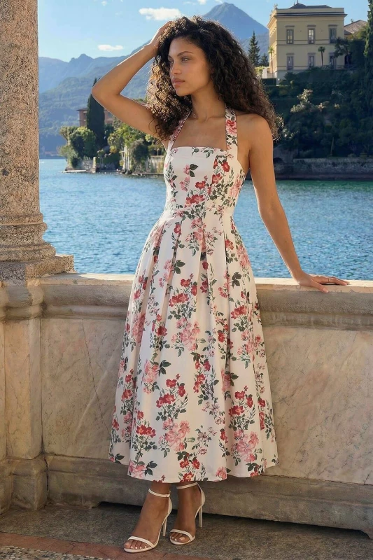 Image of Roman Womens Petite Floral Stretch Midi Dress in Ivory Size: 16 Ivory Female 16