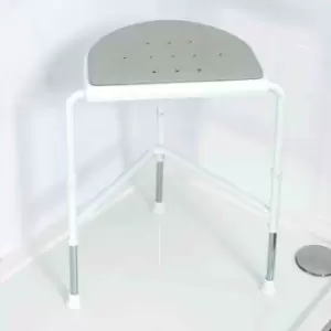 Image of Nrs Healthcare Nuvo Height Adjustable Corner Shower Stool With Padded Seat - White