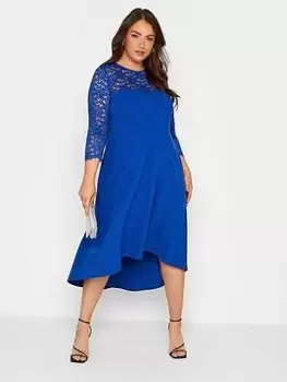 Image of Yours Lace High Low Dress, Blue, Size 16, Women