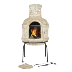 Image of La Hacienda Small Star Flower 2 Piece Clay Chiminea