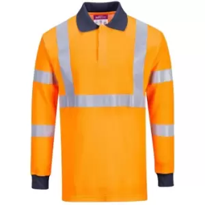 image of Portwest FR76ORRXXL - sz 2XL Flame Resistant RIS Polo Shirt - Orange - Orange