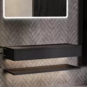 Image of 1200mm Black Wall Hung Countertop Basin Shelf - Lugo