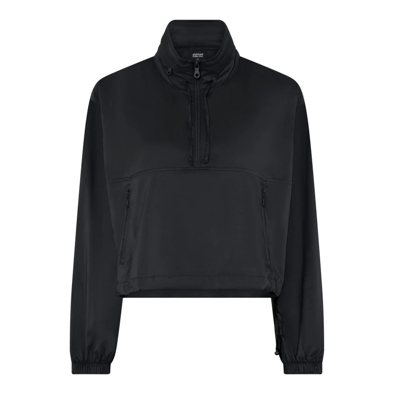 Image of Girlfriend Collective Womens Half Zip Windbreaker Black female 12 (M)