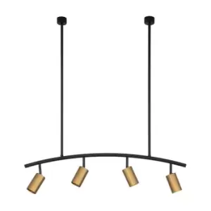 image of Netlighting Merano Knoxville 4 Light Bar Pendant Ceiling Light Black, Gold Alumi