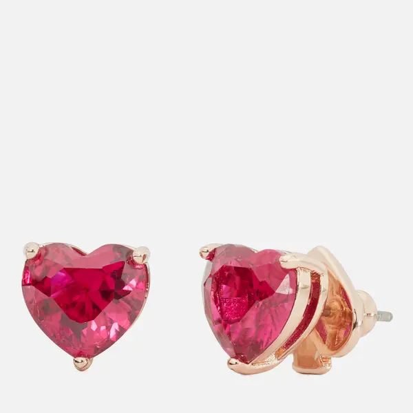 image of Kate Spade Heart Gold-Plated Cubic Zirconia Earrings