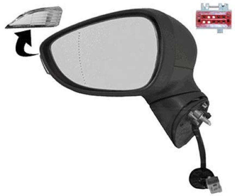 Image of VAN WEZEL 1808807 Wing mirror * HAGUS * Left, black, Heatable, Rough Outside Mirror (50)