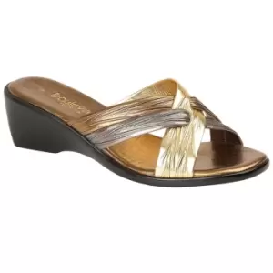 image of Boulevard Womens/Ladies X Over Mule Sandals (3 UK) (Bronze/Pewter/Gold)