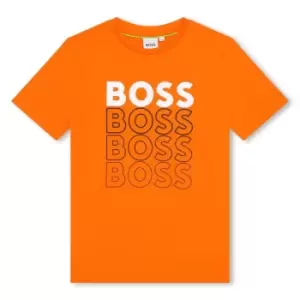 image of Boss Boss Multi Logo T-Shirt Junior Boys - Orange