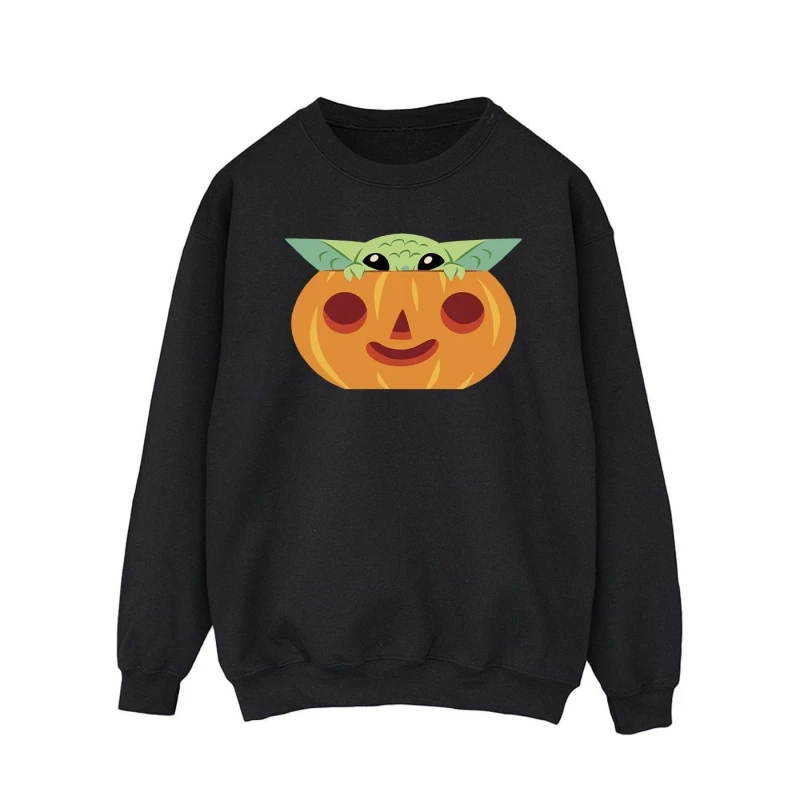 Image of Star Wars Star Wars Men Grogu Pumpkin Sweatshirt in Black Size: Small Black S Male 5063376693288
