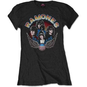 Image of Ramones - Vintage Wings Photo Womens Large T-Shirt - Black