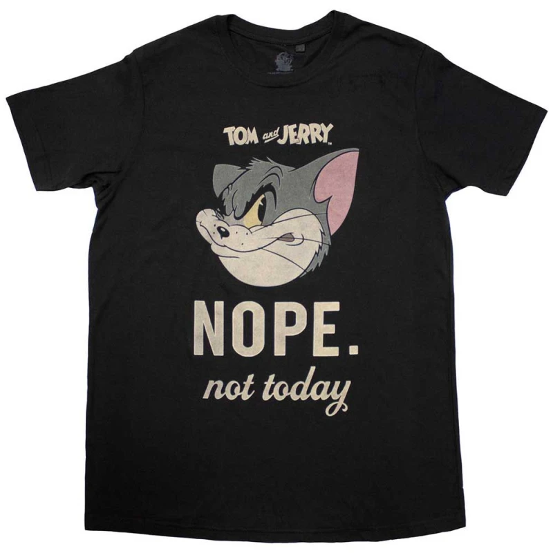 Image of Warner Bros Tom And Jerry Not Today T Shirt Black unisex