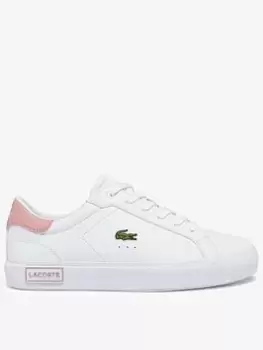 Image of Lacoste Childrens Carnaby Evo Synthetic Trainers Size 10 UK Kids White & Light Pink