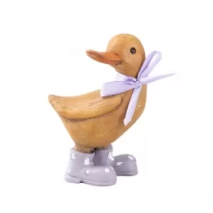 Image of Duck in lilac wellies with bow ribbon 11cm