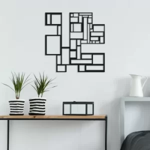 Image of Sqaures Black Decorative Metal Wall Accessory