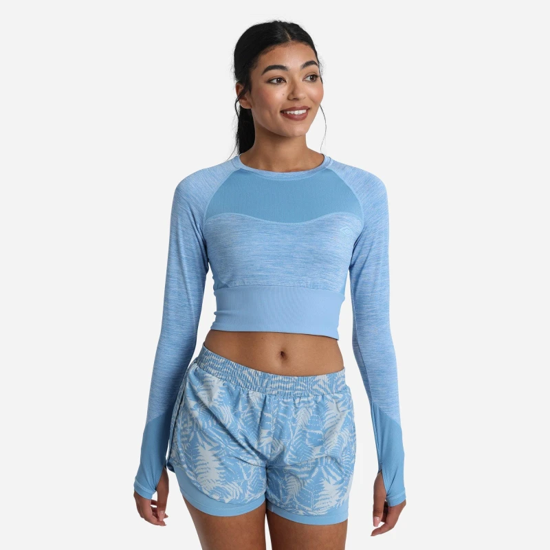 Image of Umbro Pro Training Long-Sleeved Crop Top - Blue Blue 6