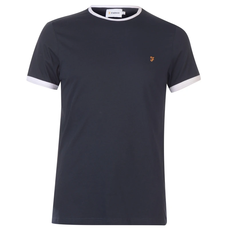 Image of Farah Groves Ringer T Shirt - Blue Blue XS