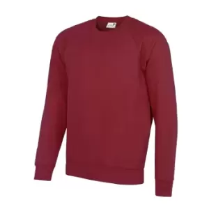 image of AWDis Academy Mens Crew Neck Raglan Sweatshirt (M) (Claret)