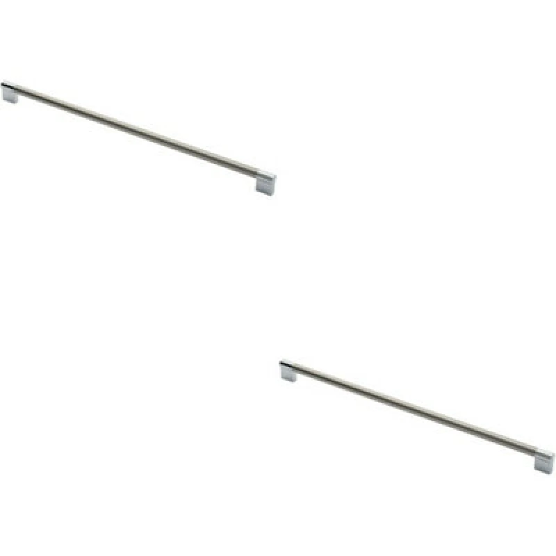 Image of Loops 2x Keyhole Bar Pull Handle 460 x 14mm 448mm Fixing Centres Satin Nickel & Chrome Metallics unisex