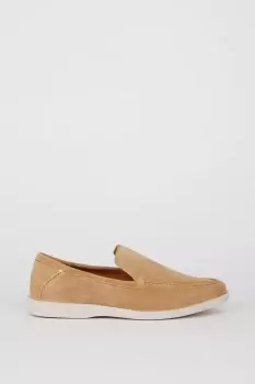 Image of Mens Stone Wide Fit Suede Slip On Shoes