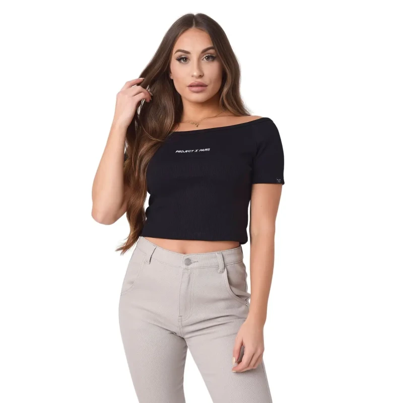 Image of Project X Paris Womens off-shoulder T-Shirt Project X Paris Noir Female M