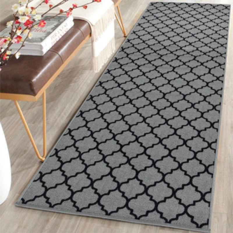 Image of Smart Living Smart Living Trellis Heavy Duty Machine Washable Hallway Kitchen Non Slip Door Mat in Grey Size: 67cm x 220cm Grey 67cm x 220cm Unisex