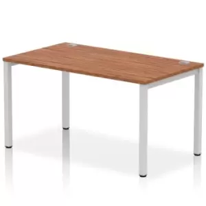 Image of Impulse Bench Single Row 1400 Silver Frame Office Bench Desk Walnut