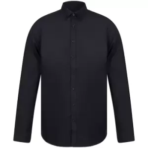 image of Henbury Mens Modern Long Sleeve Slim Fit Oxford Shirt (M) (Black)