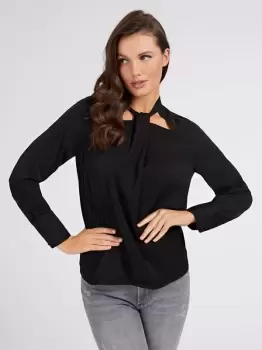 Image of Guess Draped Satin Blouse