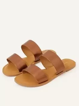 Image of Accessorize Leather Double Strap Sliders, Metal, Size 41, Women