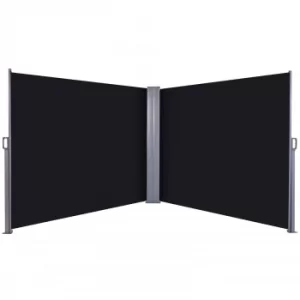 image of Outsunny Steel Frame Retractable Double-Sided Awning Black