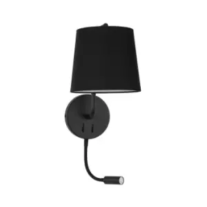 image of Netlighting Merano Cavendish Reading Light Black Aluminium Black Fabric Shade Sw