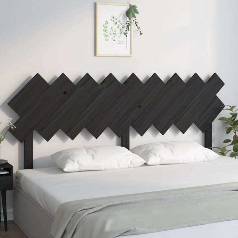Image of Vidaxl Bed Headboard Black 178X3X80.5cm Solid Wood Pine, Black 819239