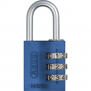 Image of Abus 145 Series Aluminium Combination Padlock 30mm Blue Standard