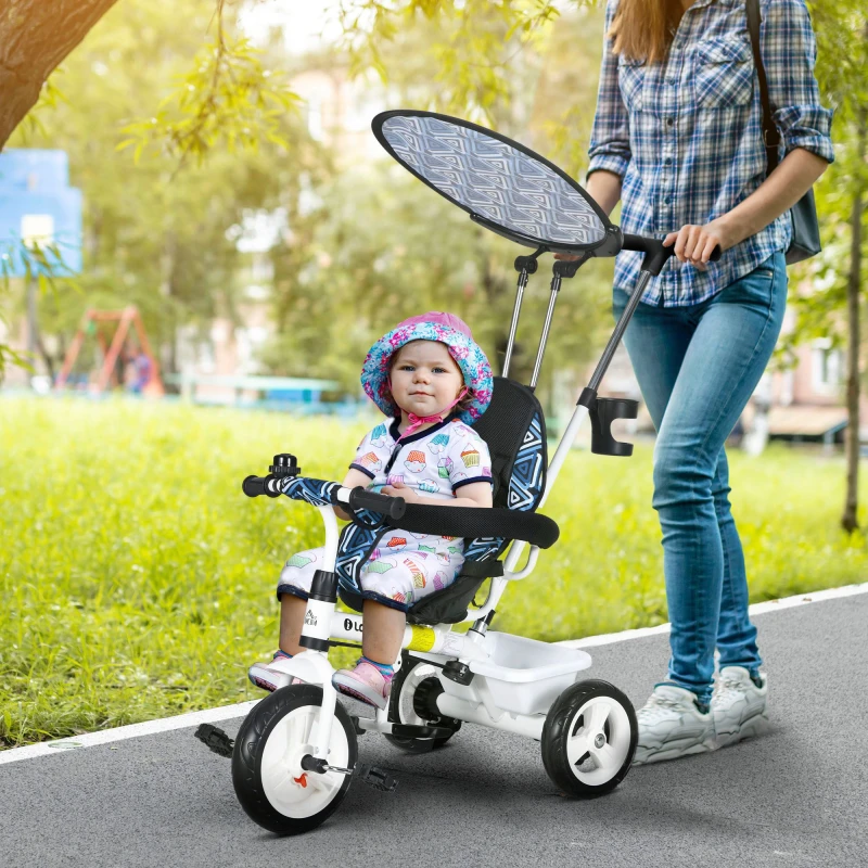 Image of HOMCOM 6 In 1 Kids Tricycle W/ Removable Handle - Dark Blue 370-025V01DB