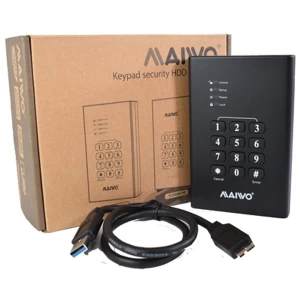 image of Maiwo USB3.0 2.5" Keypad Encrypted Hard Drive Enclosure - Black