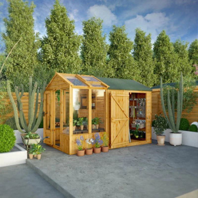 Image of Waltons 10 X 6 Combi Glass Greenhouse Shiplap Apex Garden Potting Shed