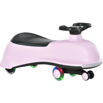 Image of Homcom - Fun LED Light Ride-On Wiggle Car Swing Toy Toddlers 18 - 48 Mnths Pink Black