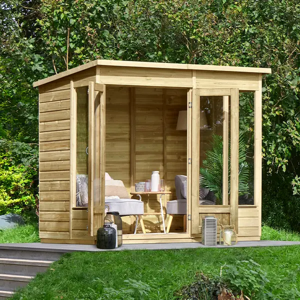 image of 8' x 6' Forest Beckwood 25yr Guarantee Double Door Pent Summer House (2.52m x 2.05m)