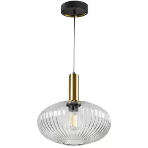 Schuller Lighting - Schuller Norma Globe Pendant Ceiling Light Black, Brass, Clear Glass, E27