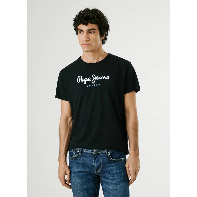 Image of Pepe Jeans Eggo Crew Neck T-Shirt Black Cotton L