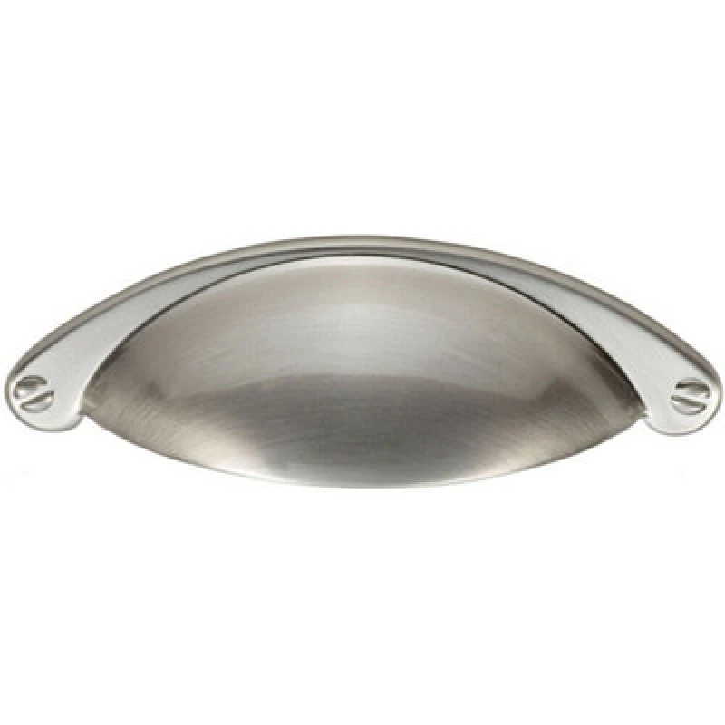 Image of Loops Traditional Cup Pull Handle 104 x 26mm 64mm Fixing Centres Satin Nickel Metallics unisex