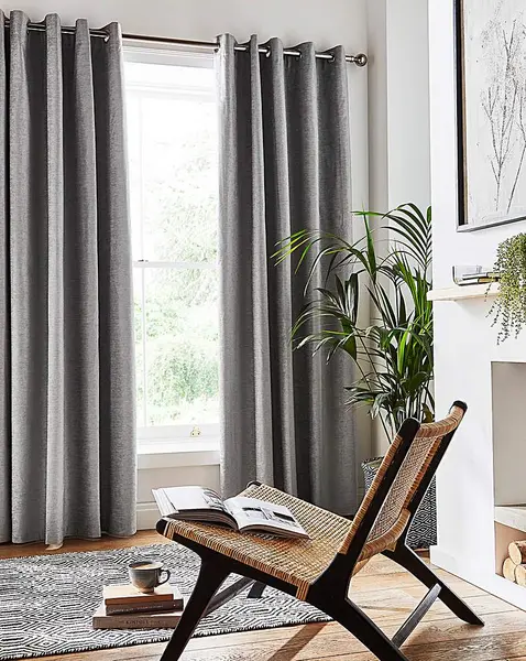 Image of JD Williams Savoy Blackout Eyelet Curtain Grey 229 x 137cm OH14324