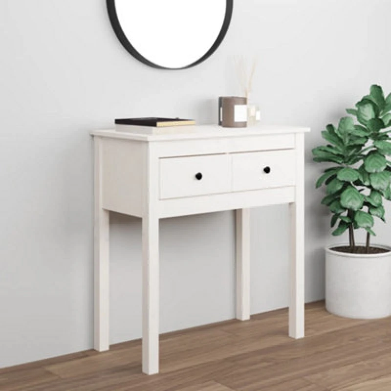 Image of Vidaxl Console Table White 70X35X75cm Solid Wood Pine, White 814610