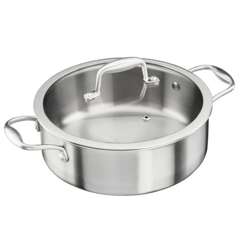 Image of Cooks Professional Tri-Ply Saute Pan with Lid & Helper Handle for All Hobs - 24cm in Silver Size: 1 Pack Silver Unisex 1 Pack