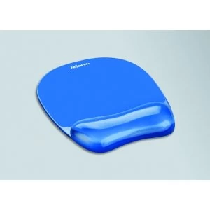Image of Fellowes Crystal Mouse Mat Pad with Wrist Rest Gel Blue Ref 91141