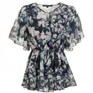 Image of French Connection Wrap Blouse - Utility Blue