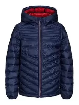 image of Boys, Jack & Jones Junior Hero Padded Hooded Jacket - Navy, Size Age: 10 Years